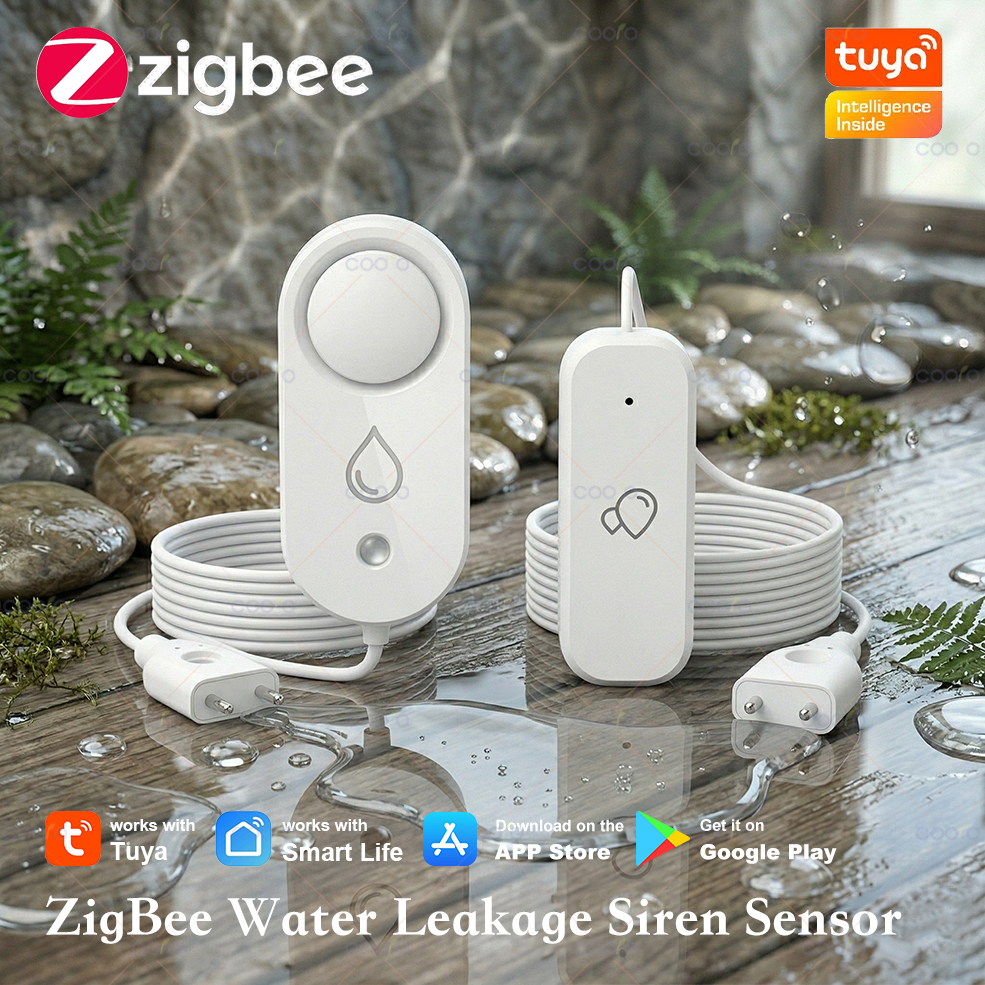 Water Leak Detector Wired - Tuya Zigbee Water Sensor Leakage Alarm