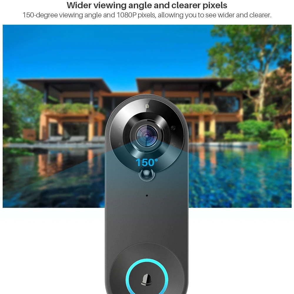 Tuya 1080P Wireless WIFI Doorb - Smart Doorbell Wired avaliação e preço