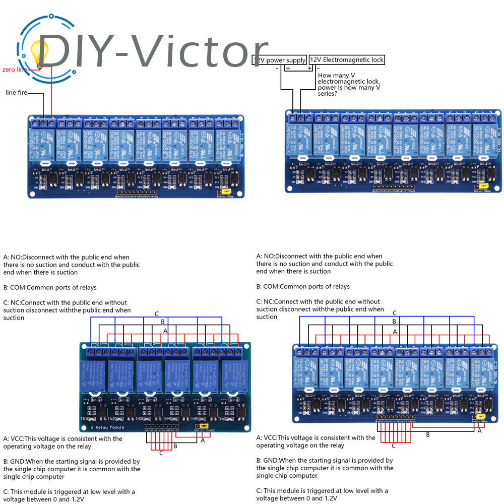 1 2 4 6 8 Channel DC 5V 12V Re - Relay 8 Channel Board avaliação e preço