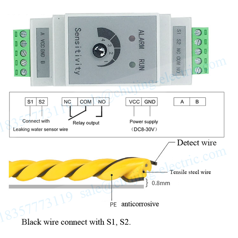 1 set Din liquid Water Leakage - Water Leak Detector Wired avaliação e preço