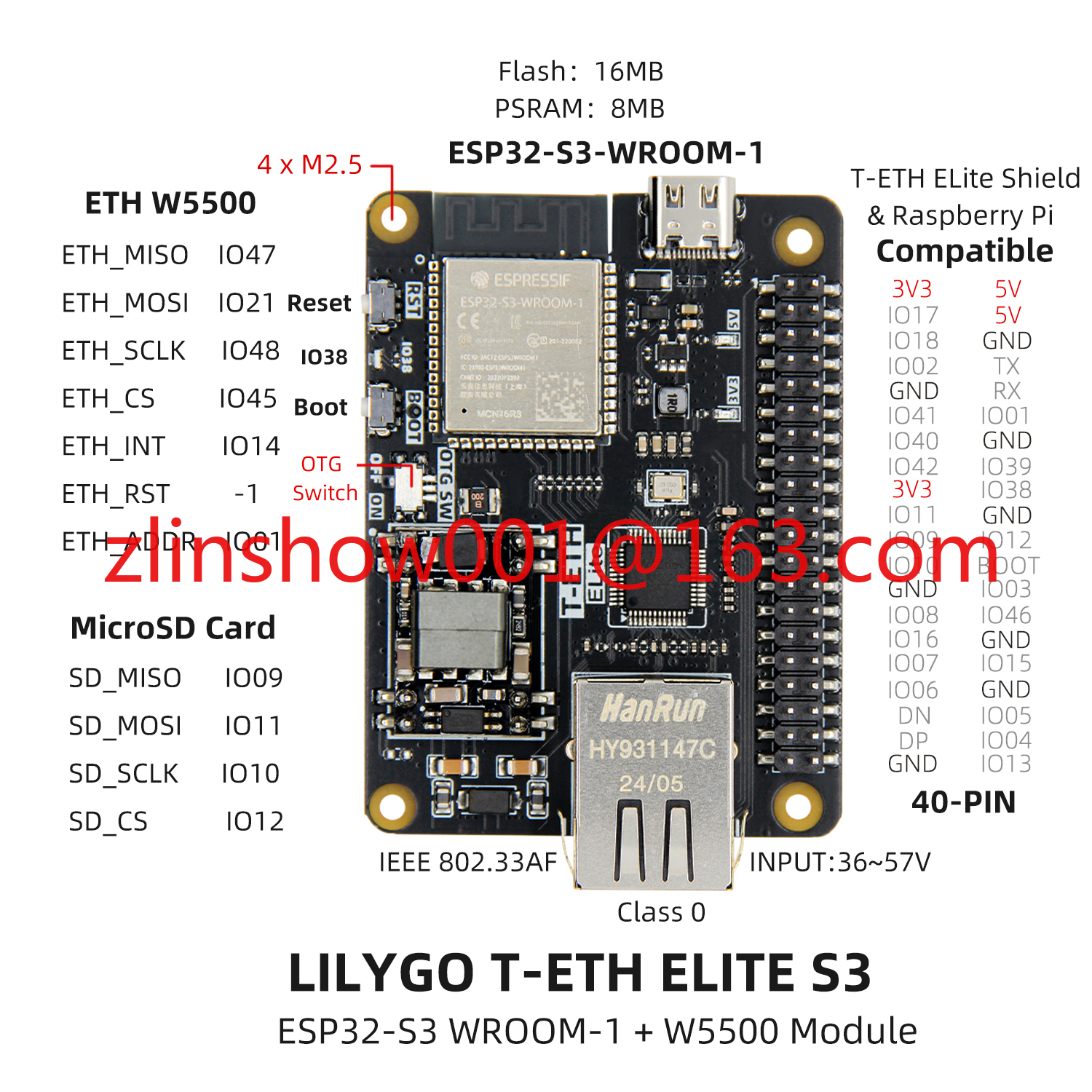 T-ETH-ELite ESP32-S3 Ethernet  - Ethernet Module W5500 avaliação e preço