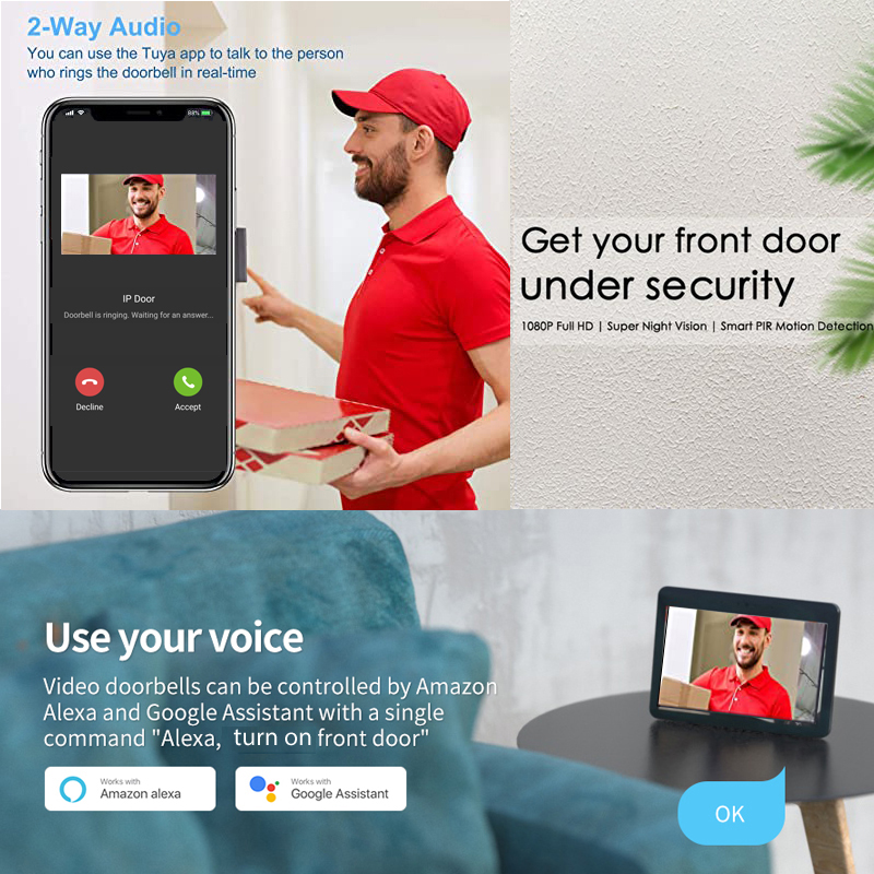 Tuya Smart 1080P Doorbell Came - Smart Doorbell Wired avaliação e preço