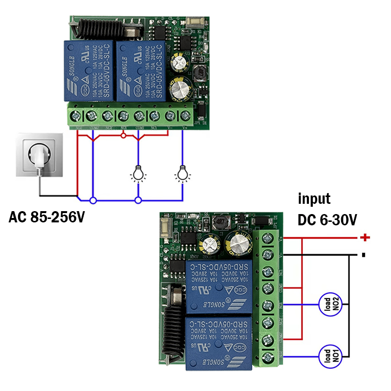 DC 12V 24V AC 220V RF433 2CH M - 433Mhz Receiver Module avaliação e preço