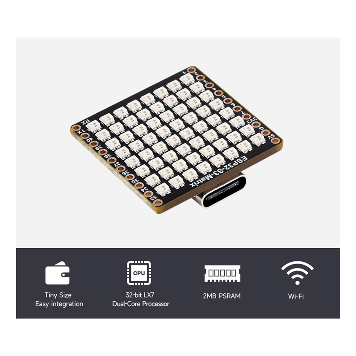 ABGN ESP32-S3 Development Boar - Rgb Led Matrix 8X8 avaliação e preço