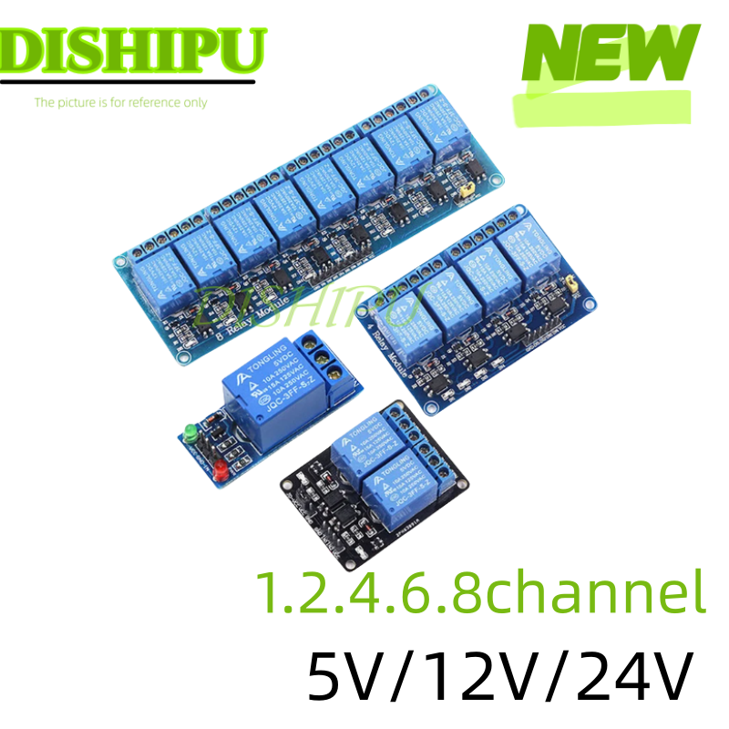 DC 5V 12V 24V 1 2 4 6 8 Channe - Relay 8 Channel Board avaliação e preço