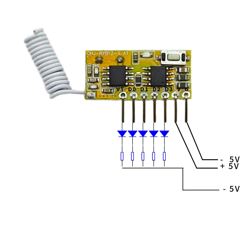 5V DC 4channel RF Receiver Tra - 433Mhz Receiver Module avaliação e preço
