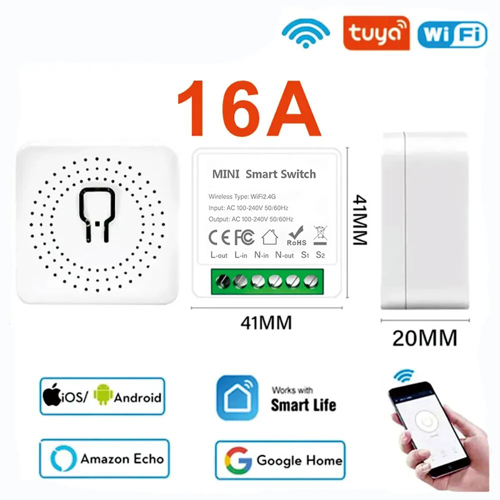 MINI 16A Tuya Wifi Switch DIY  - Diy Home Automation Controller avaliação e preço