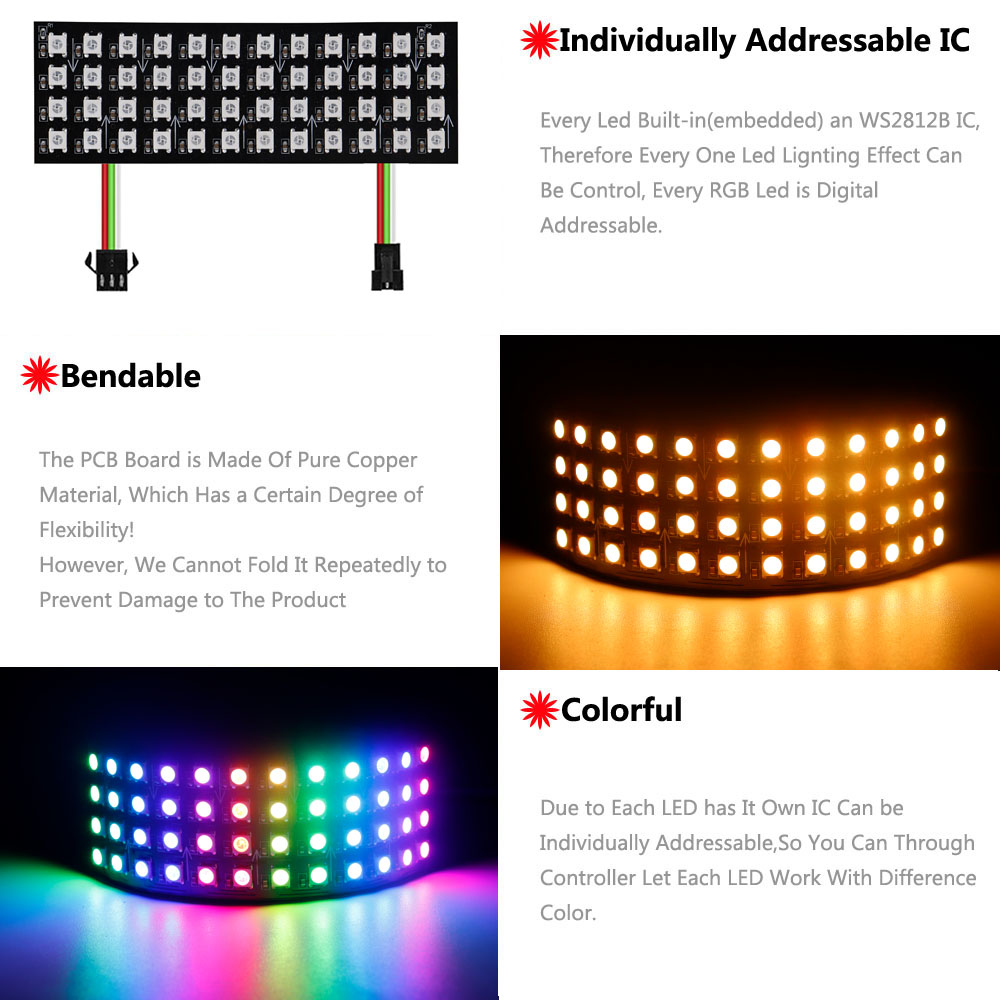 DC5V WS2812B RGB LED Panel Scr - Rgb Led Matrix 8X8 avaliação e preço