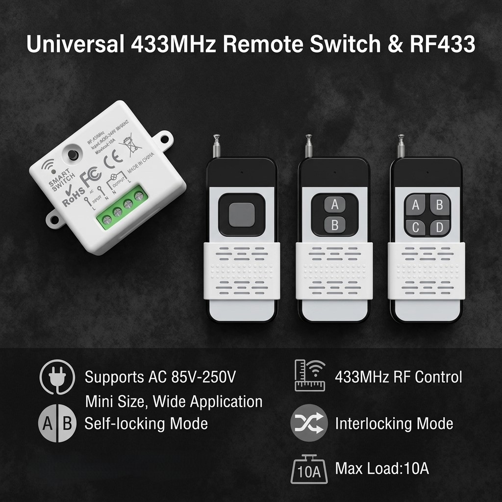 220V 1CH Wireless Remote Contr - 433Mhz Receiver Module avaliação e preço