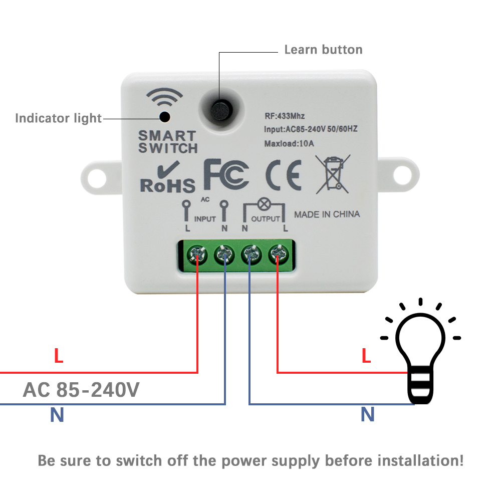 220V 1CH Wireless Remote Contr - 433Mhz Receiver Module avaliação e preço