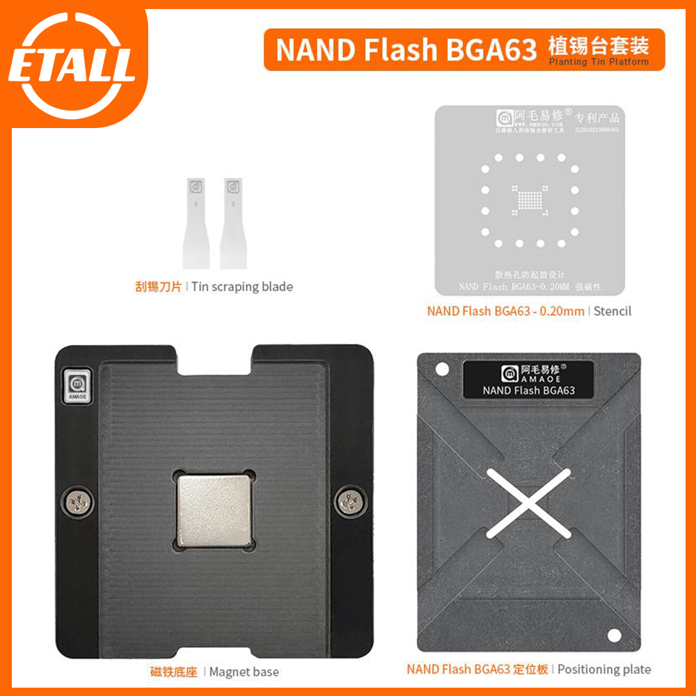 Amaoe BGA63 Reballing Stencil  - Tasmota Flash Tool avaliação e preço